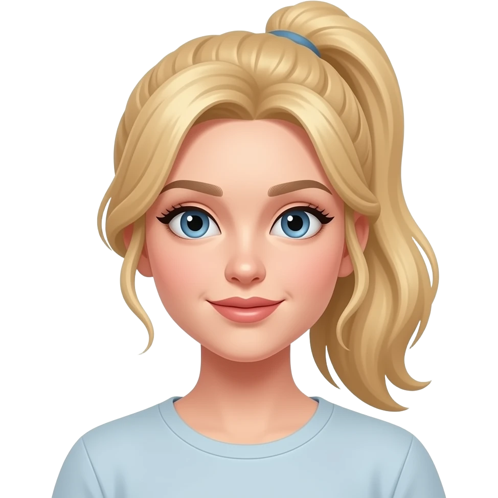 fancy blonde girl with ponytail portrait front emoji