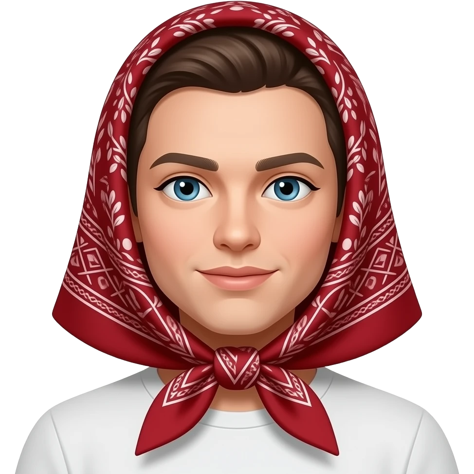 ‘😎’ emoji with a red babushka head scarf on emoji