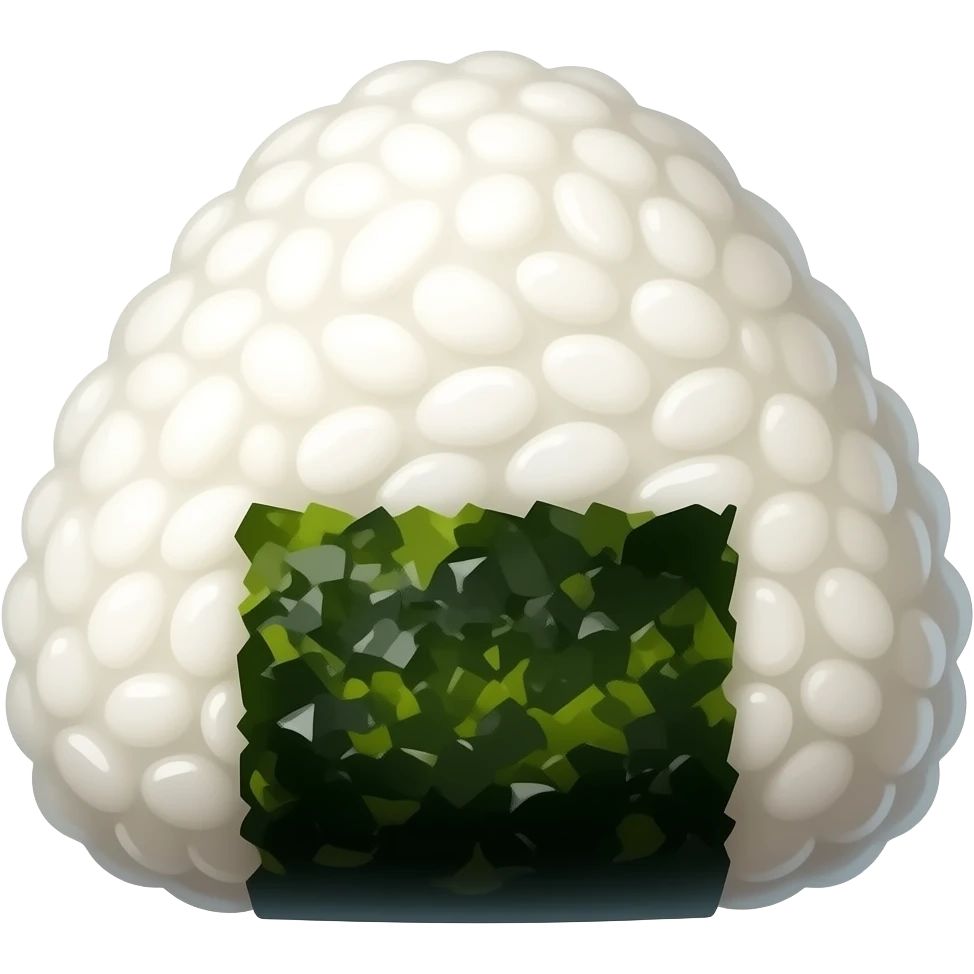 Rice molded into a ball shape with seaweed flakes emoji