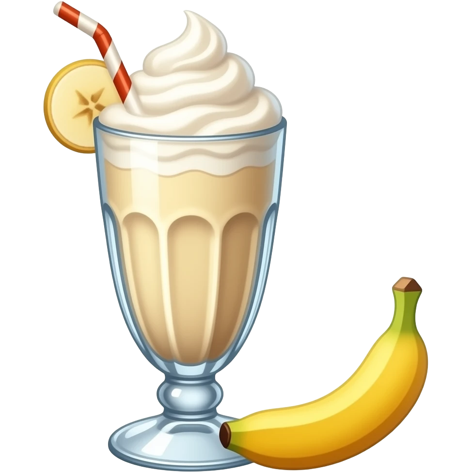 Banana Milkshake, old style milkshake glass, emoji
