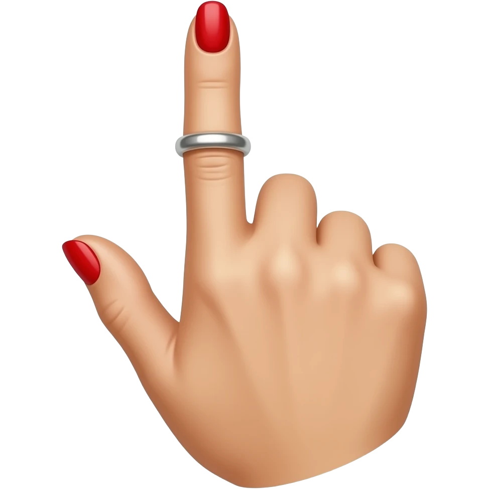 ابغاها تبقى نفسها بس لون المناكير احم والخاتم نفسة بس يكون في الاصبع السبابة emoji