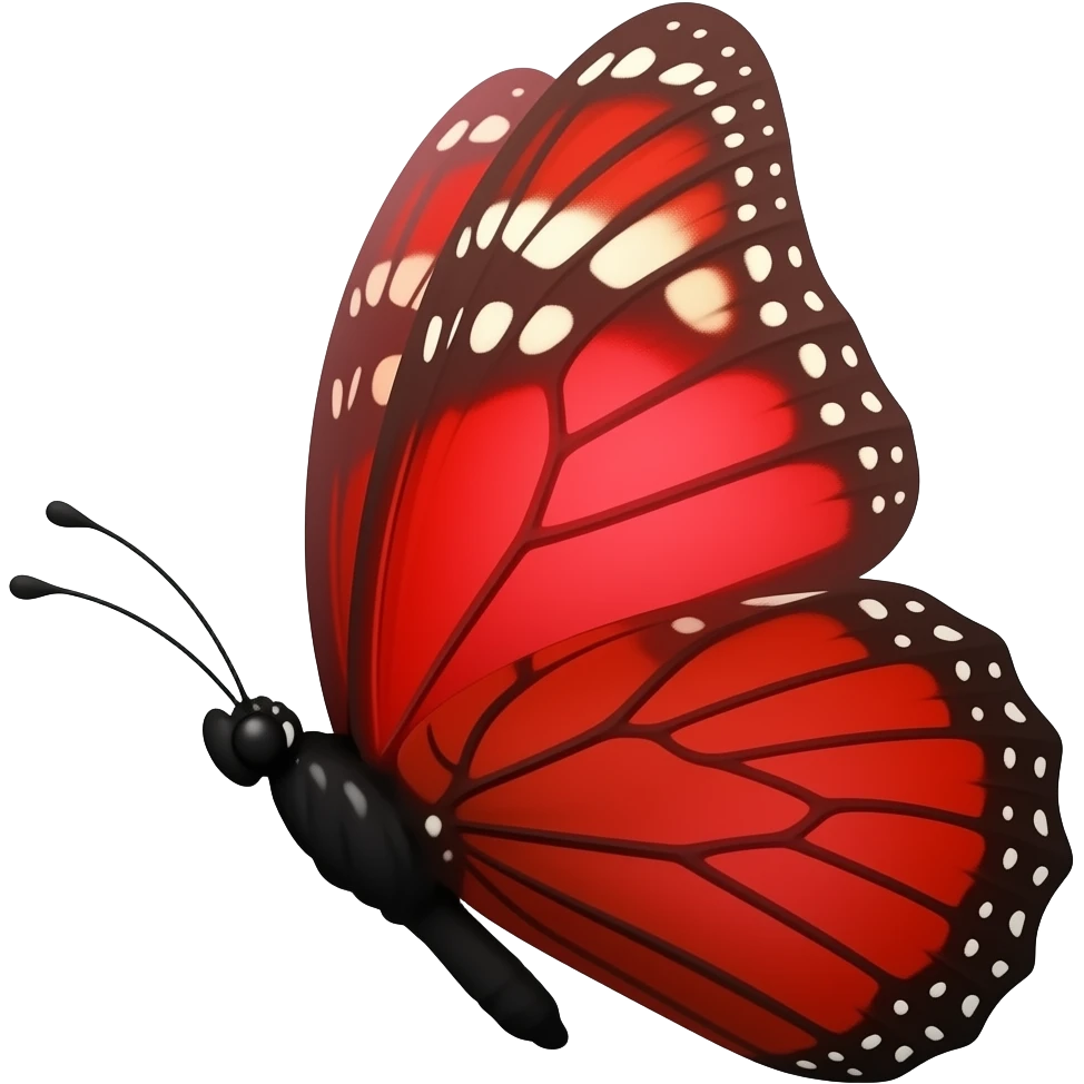Side imoji of a red butterfly emoji
