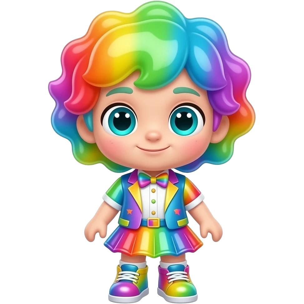 A full body Rainbow Gelatin Entity with a big head and small body ...