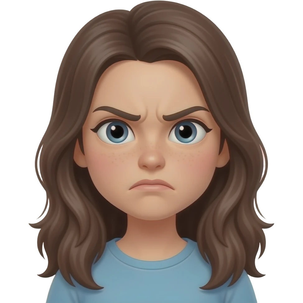 Girl long hair bored annoyed angry emoji