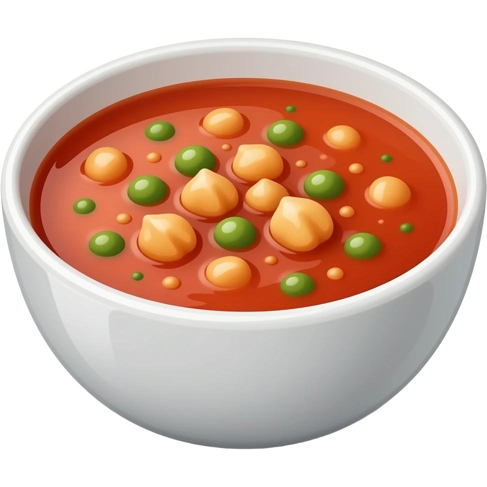 병아리콩, 완두콩이 약간 보이는 토마토스프 emoji