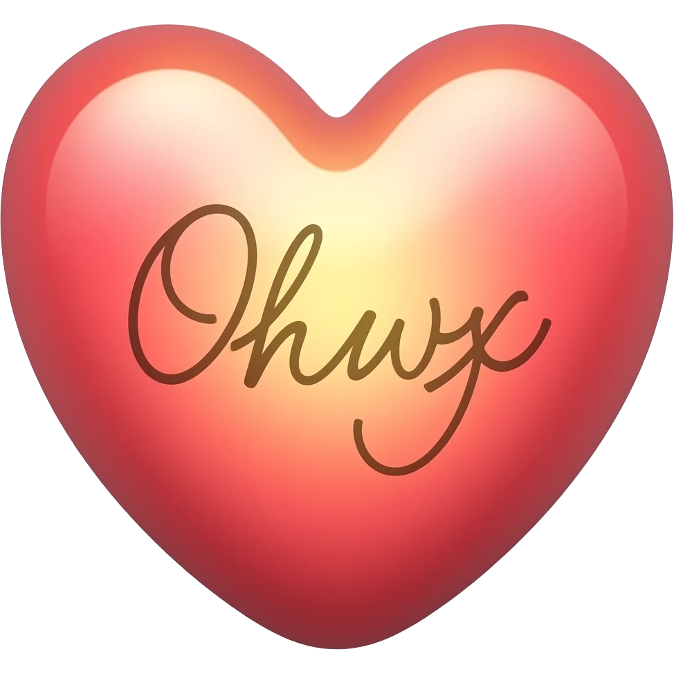 a glowing light above a heart and writing it emoji