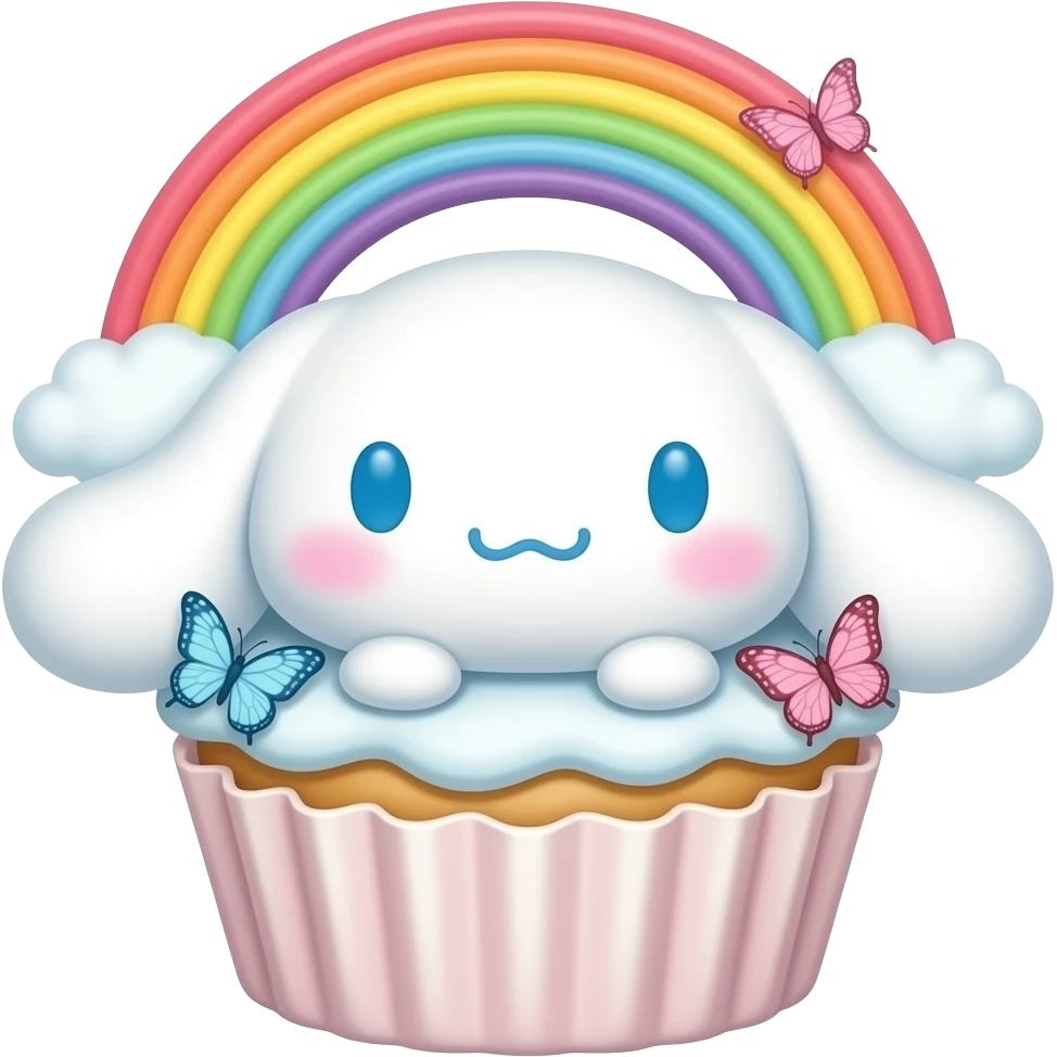 Rainbow cinnamoroll cupcake bed butterfly by sanrio emoji