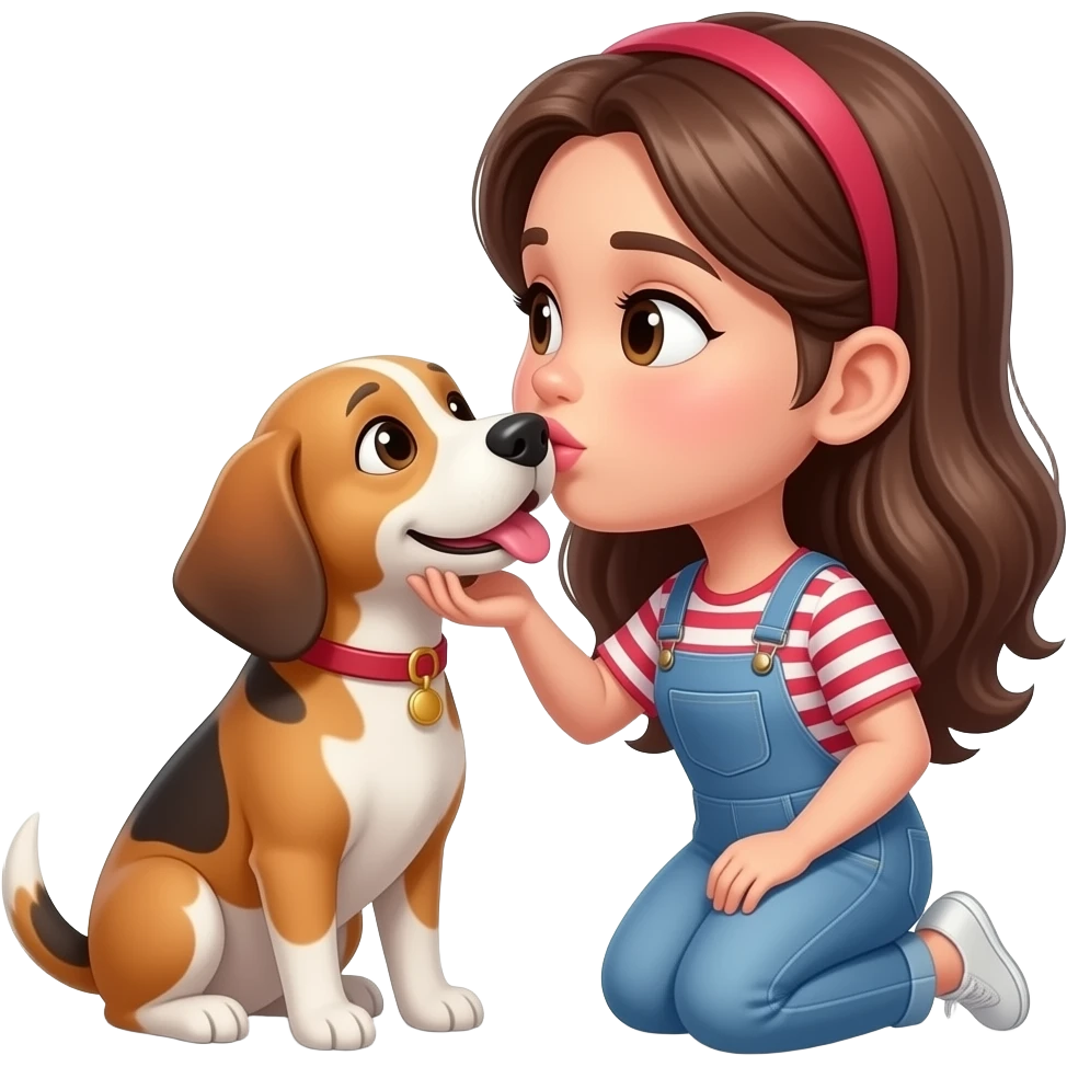The dog is kissing the beautiful girl on her lips emoji