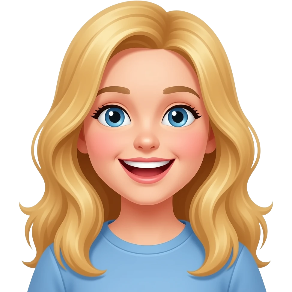 Niña con cabello rubio transmitiendo alegría emoji