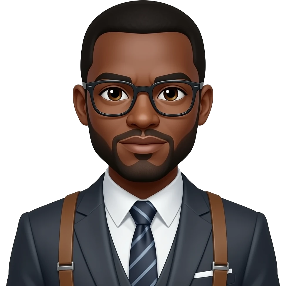 Black Gentleman on formal suspender and glasses  boss looks emoji