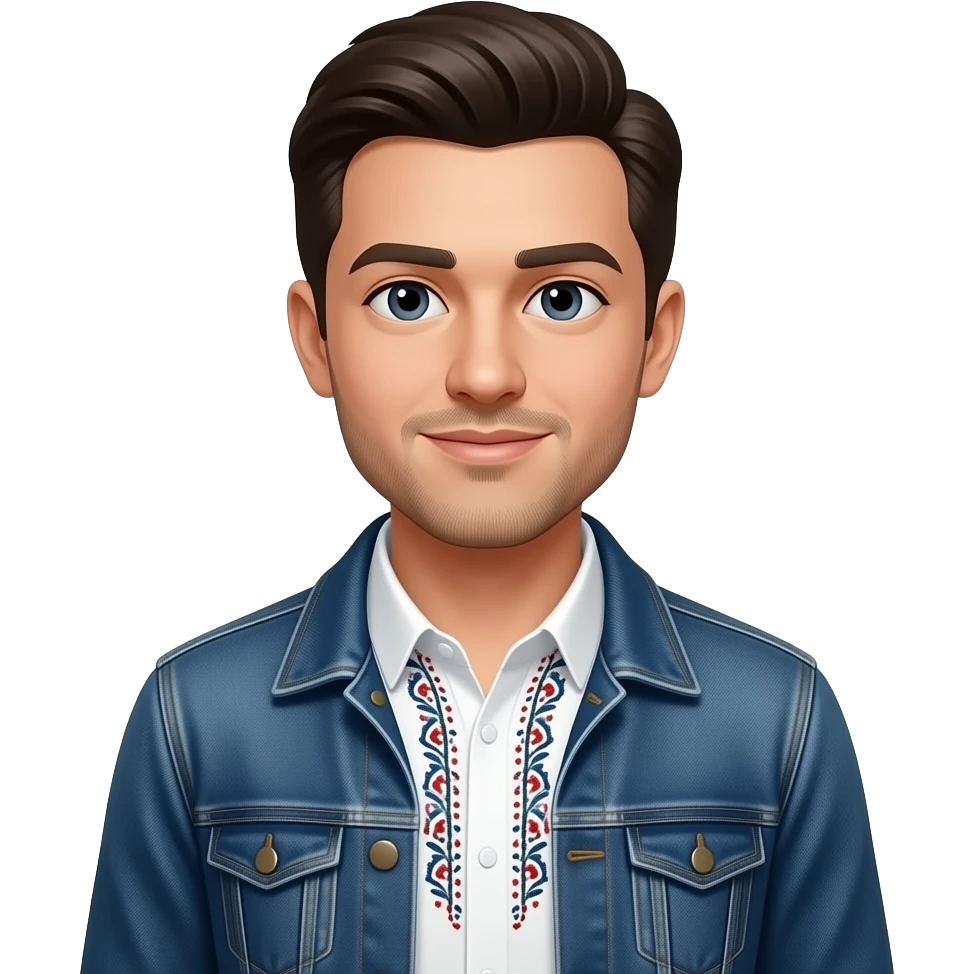 Пиджак класический и вместо рубашки вишиванка emoji