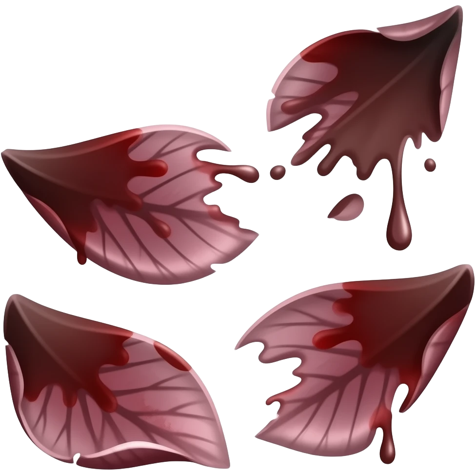 three falling dark bloody petals emoji