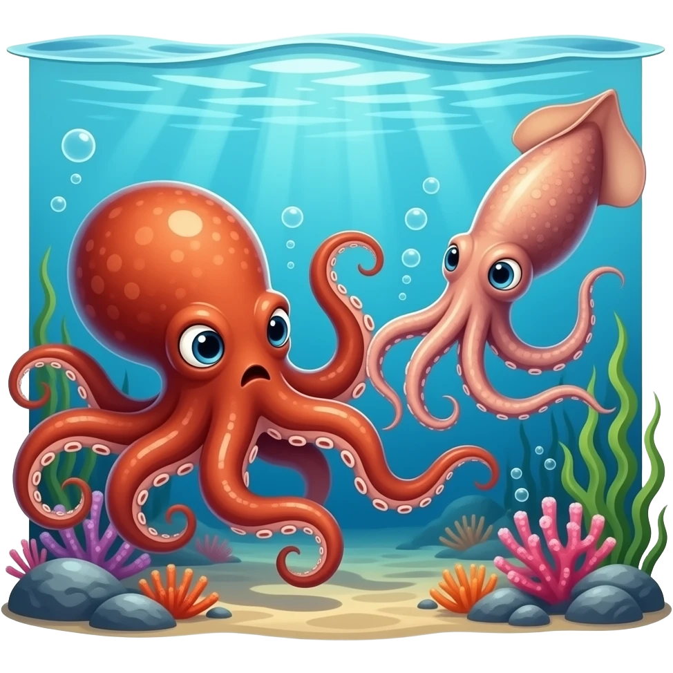 Octopus vs squid emoji