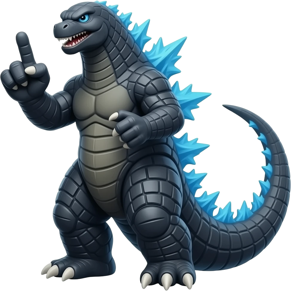 Godzilla angry middle finger emoji