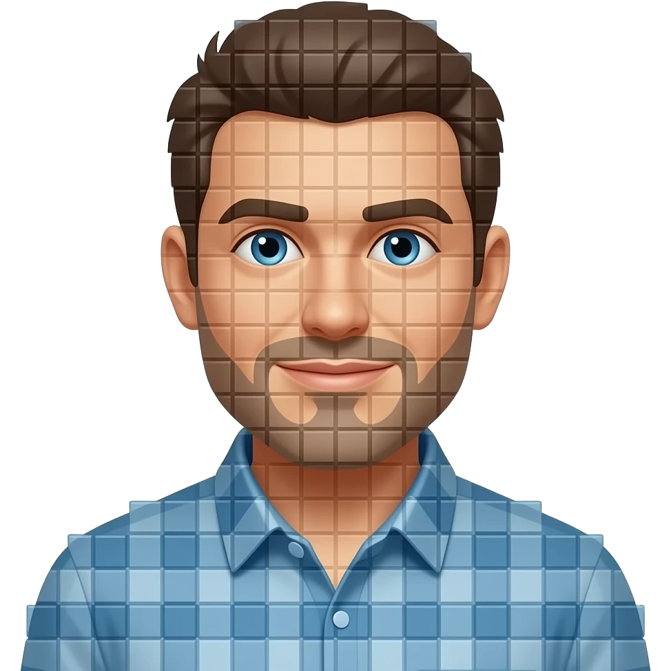 Make him 10 cubes horizontally and 10 cubes vertically emoji
