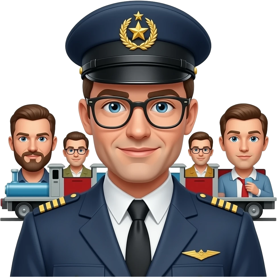 Text: "The little train that couldn't, don't run out of steam at SteamWorks". Image of Gay leatherman train conductor, gay leatherman passengers on the little train that couldn't. emoji
