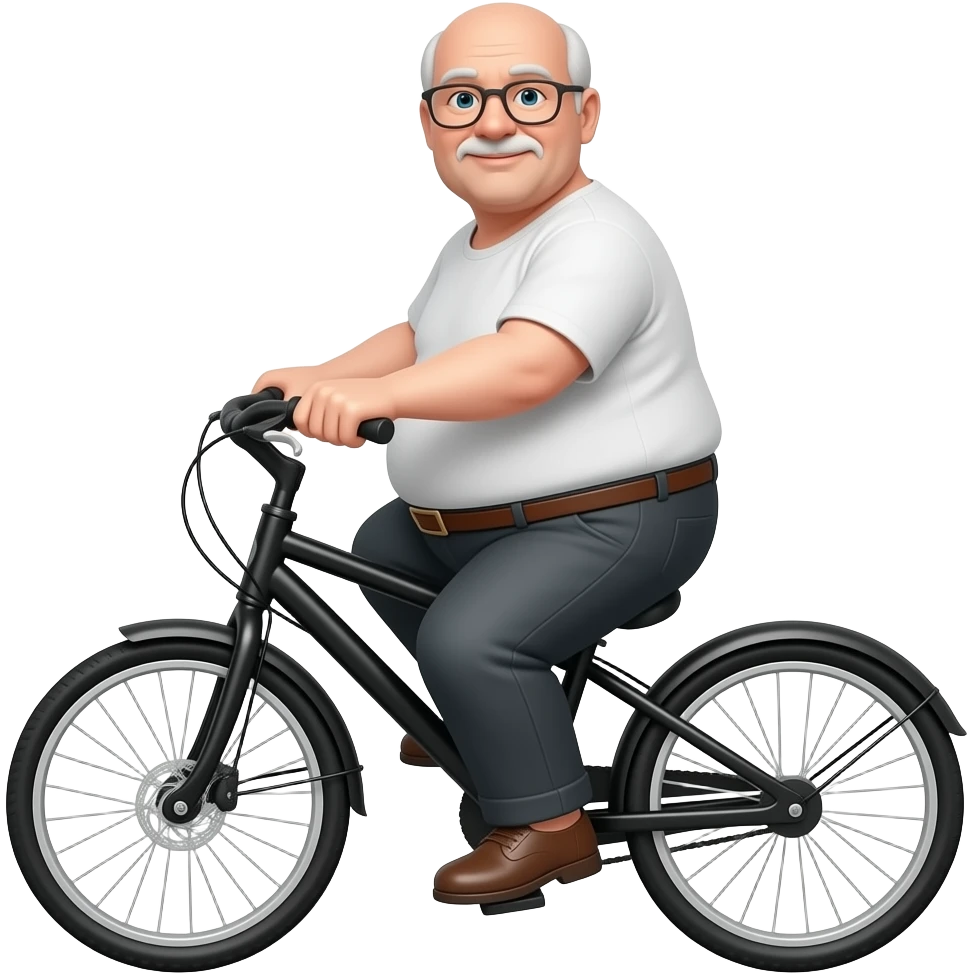 Bald Fat old man riding black tricycle emoji