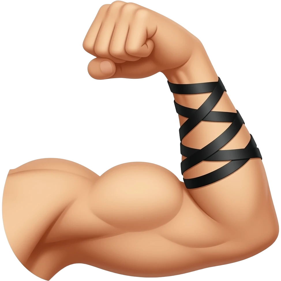 Flexed bicep with black tefillin wrapped around the arm 💪➰⬛️ emoji