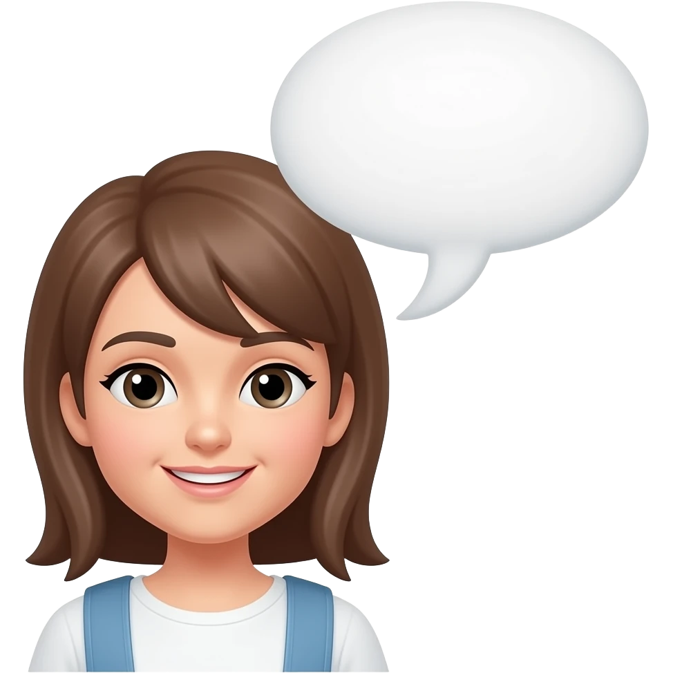 Girl with a speaking bubble above her emoji