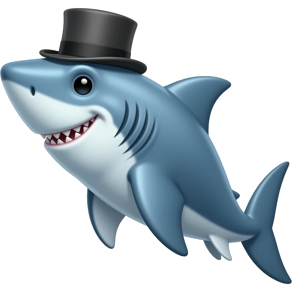 Shark with a top hat emoji