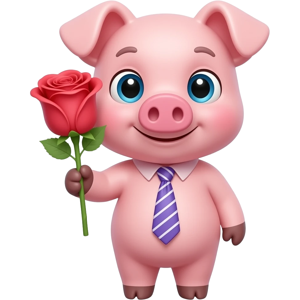 Piggy with rose emoji