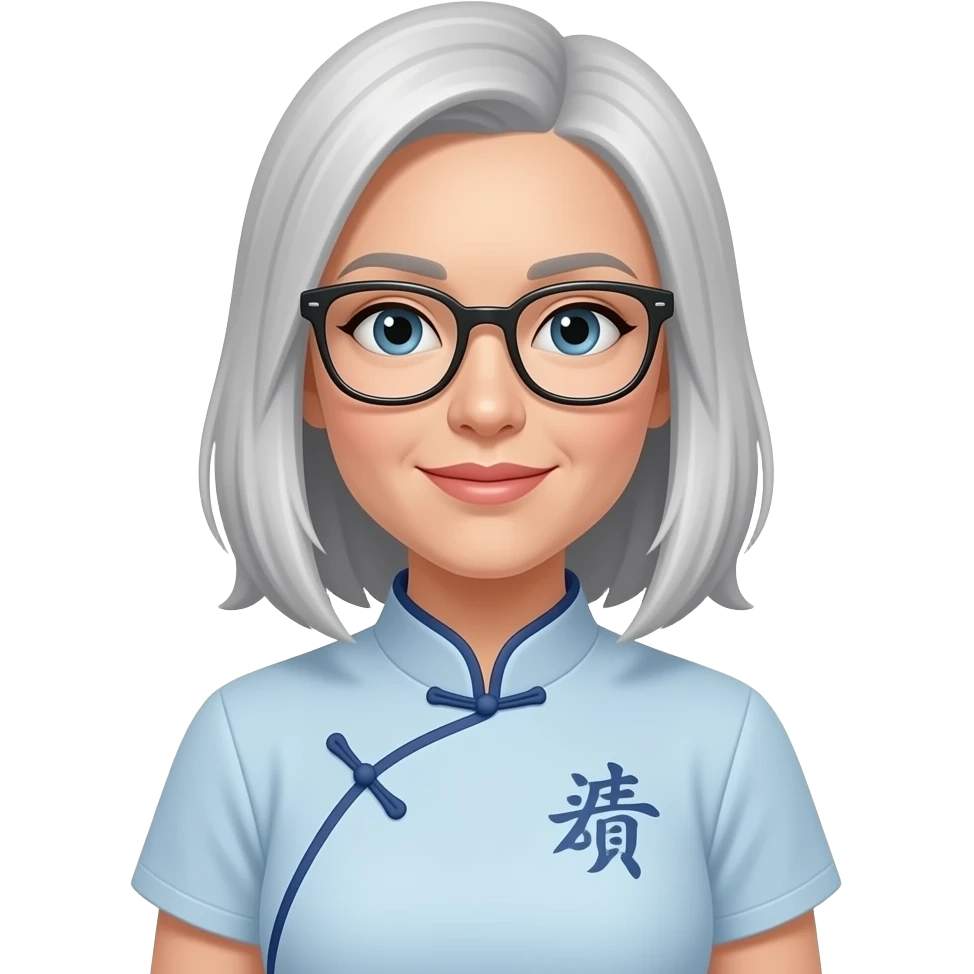 Taichi tshirt women glasses medium long light gray hair emoji