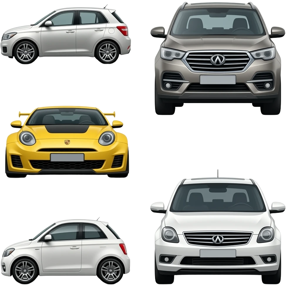 Lifan Crion Car And Toyota Sequoia And Buick Encore And Yellow Fiat 500 And Porsche GT5 RFS And 4 White Fiat 500 And Infiniti M37x emoji