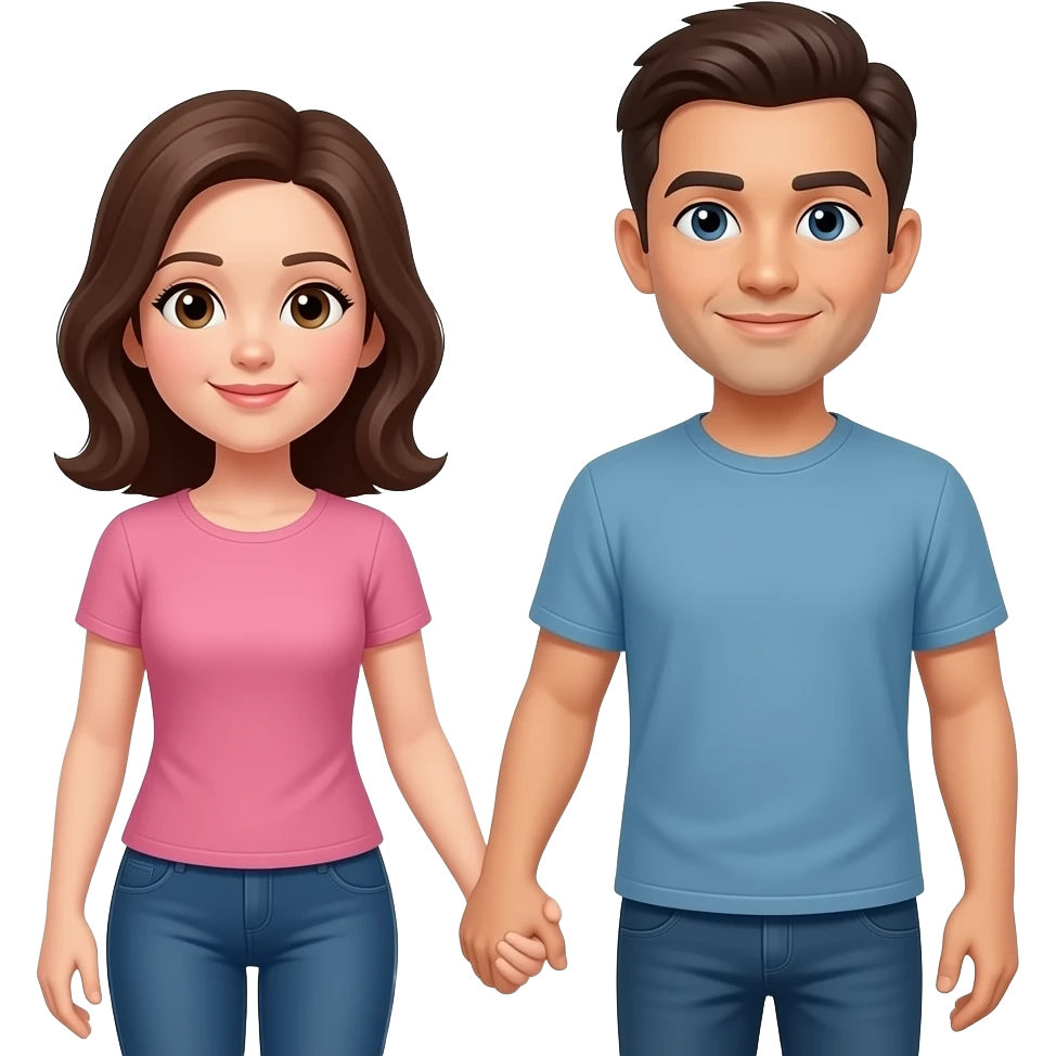 девушка с парнем стоят держась за руки emoji