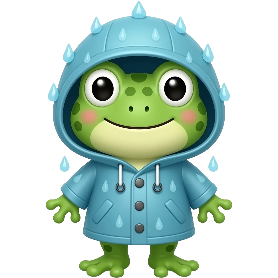 cute frog in a raincoat emoji