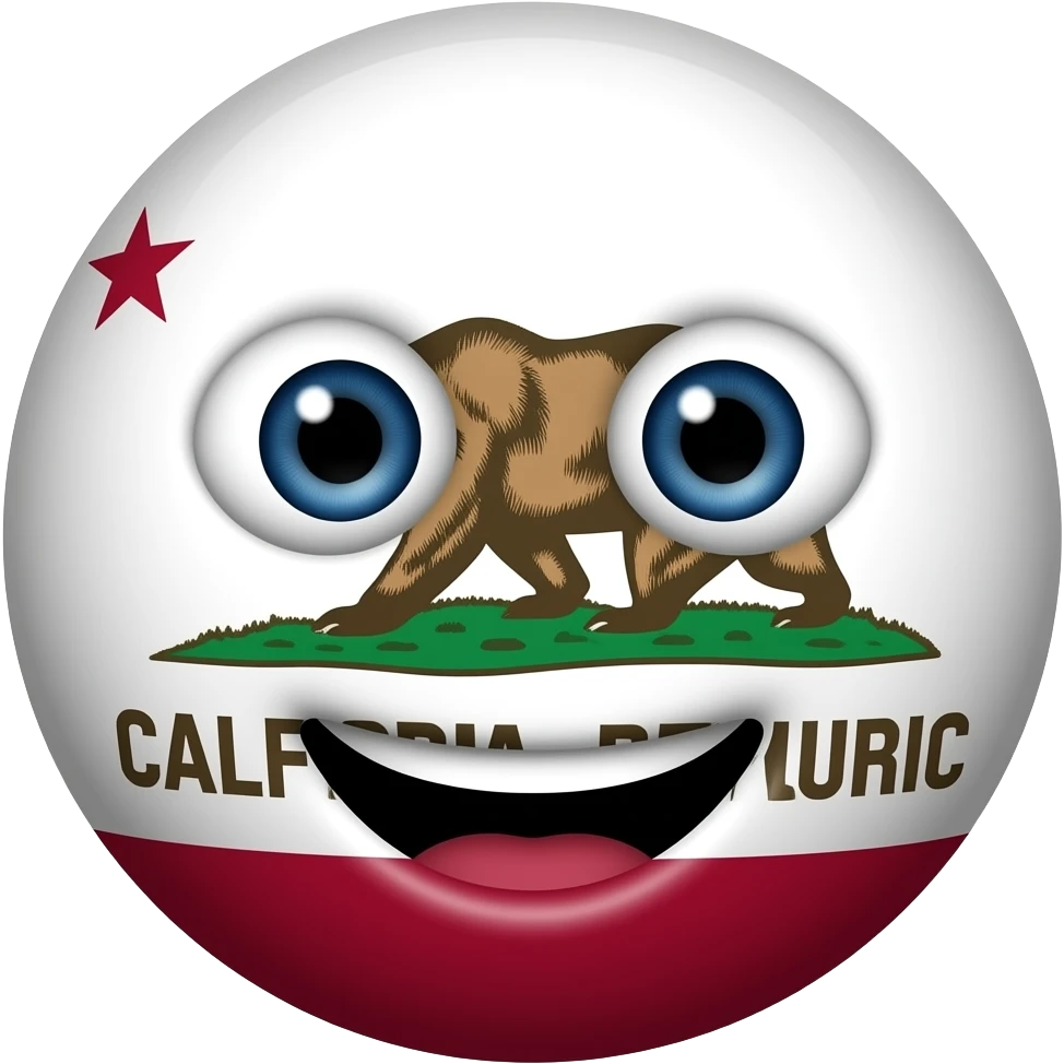 California flag country Ball eye mouth emoji
