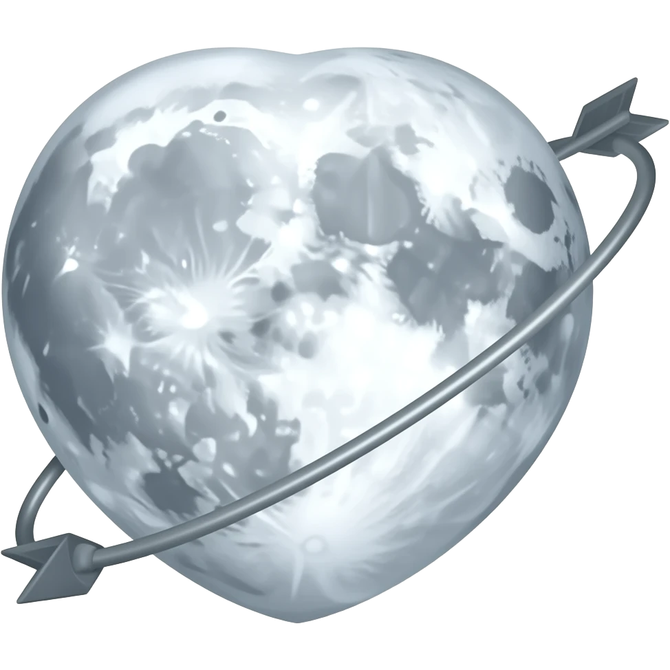 a heart shaped moon and 2 arrows moving in a circle pointing counterclockwise emoji
