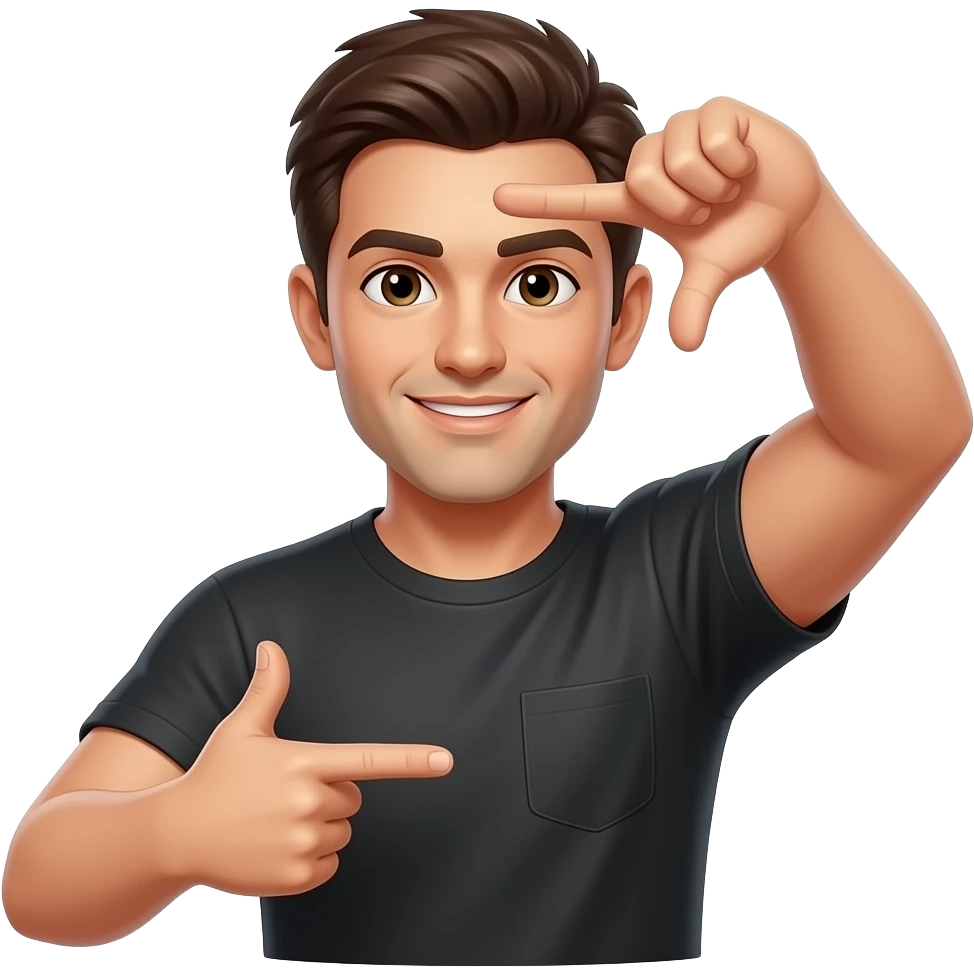 a director use his 2 hands to make angle emoji