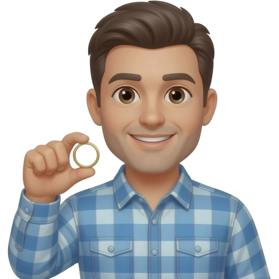 Мужчина держит кольцо emoji