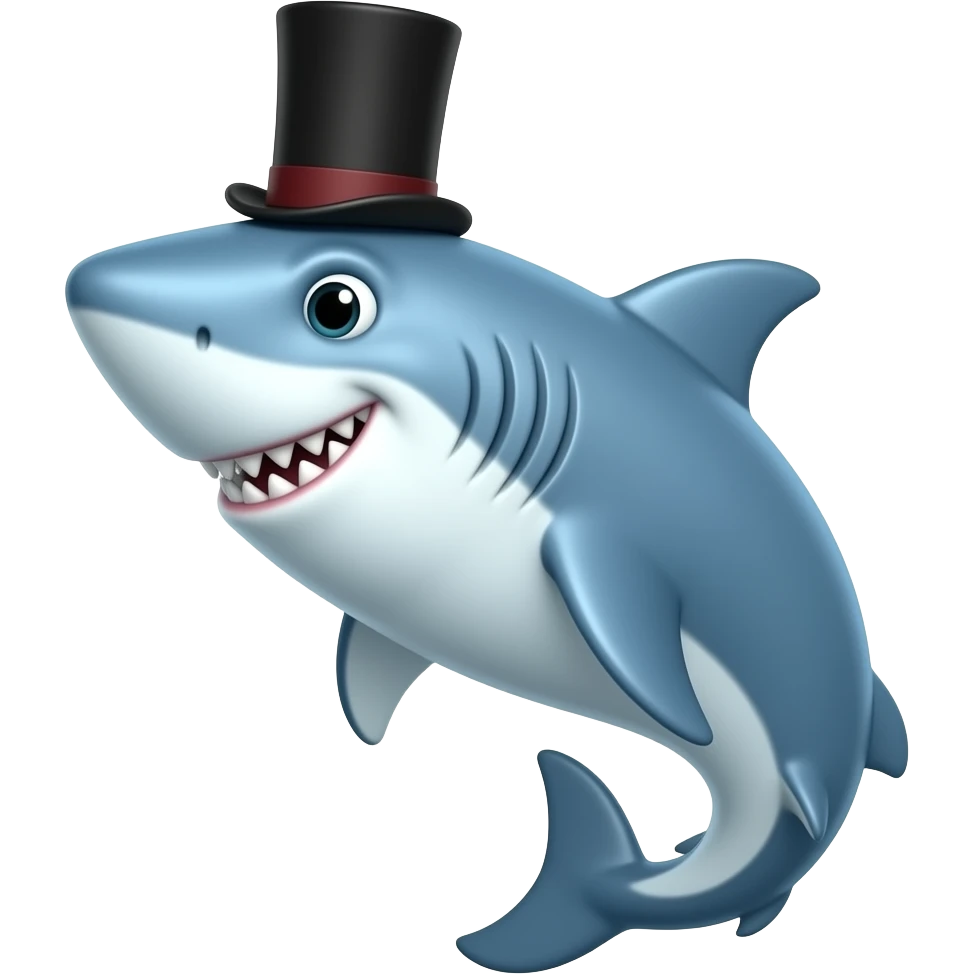 Shark with a top hat emoji