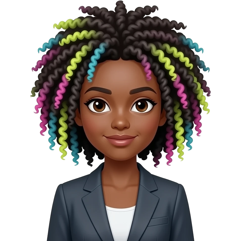 neon afro hair black skin girl wearing blazer emoji