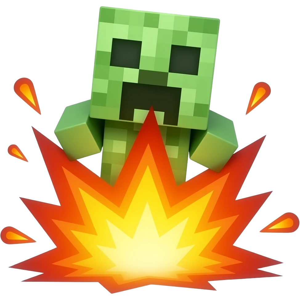 A creeper blowing up emoji