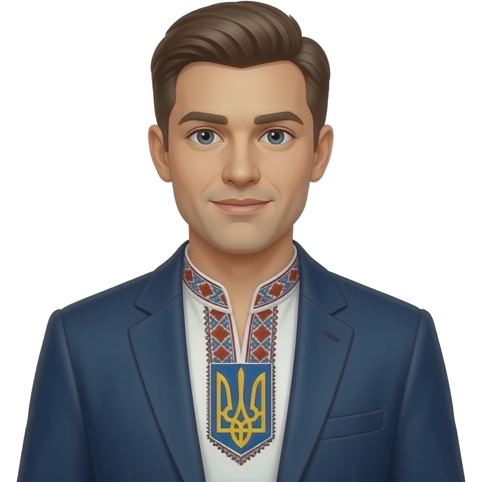Пиджак класический и вместо рубашки вишиванка emoji