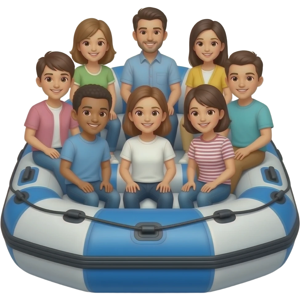 inflatable 3 raft with 18 people color #003B73 emoji