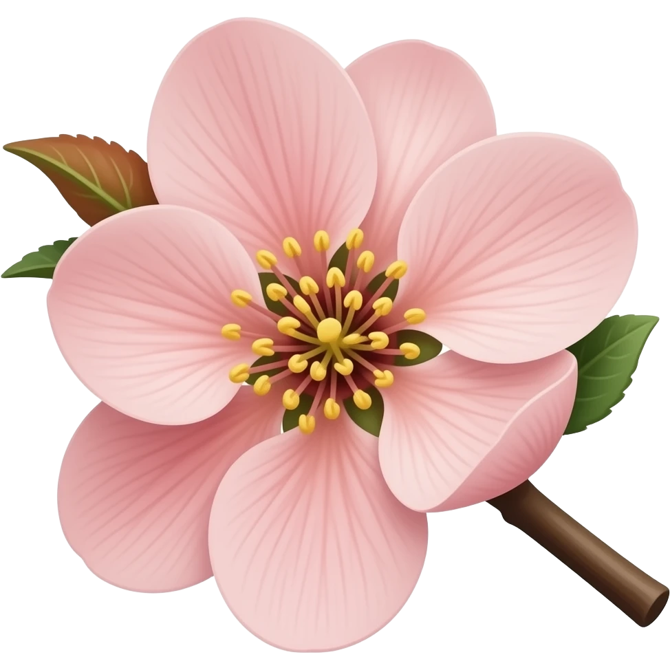 нарисуй цветение Chaenomeles japonica Maulei на ветке emoji