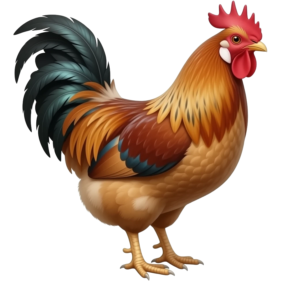 Rhode Island Red hen with black tail feathers emoji