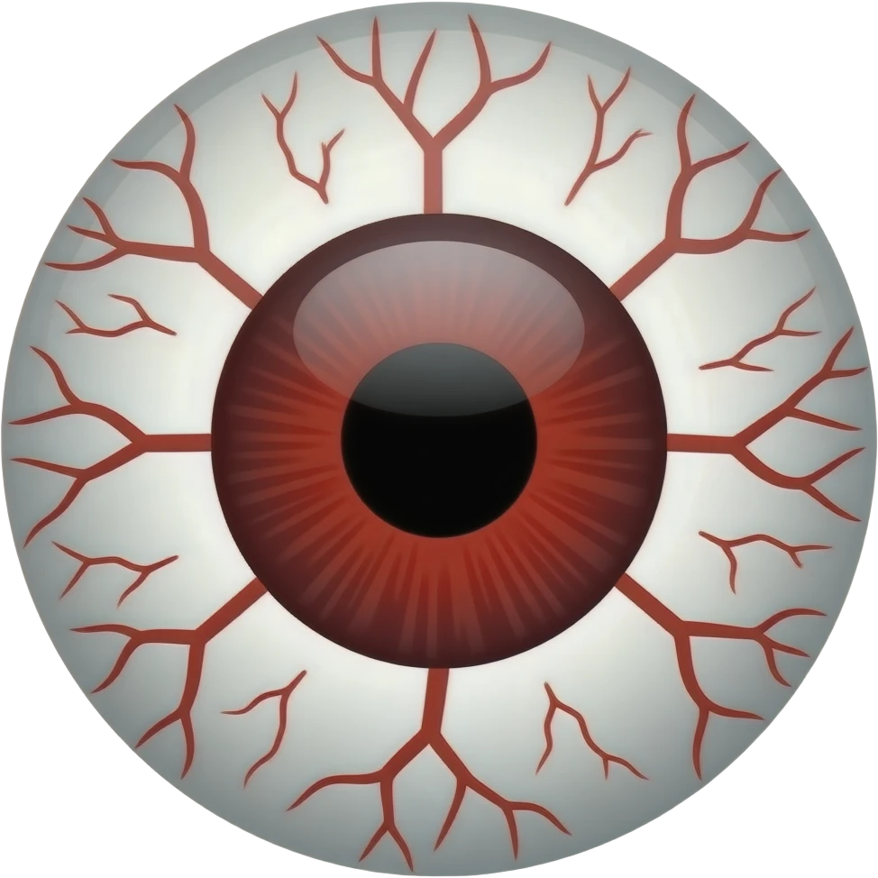 A vector-style emoji design of a bloodshot eyeball. The white part is ...