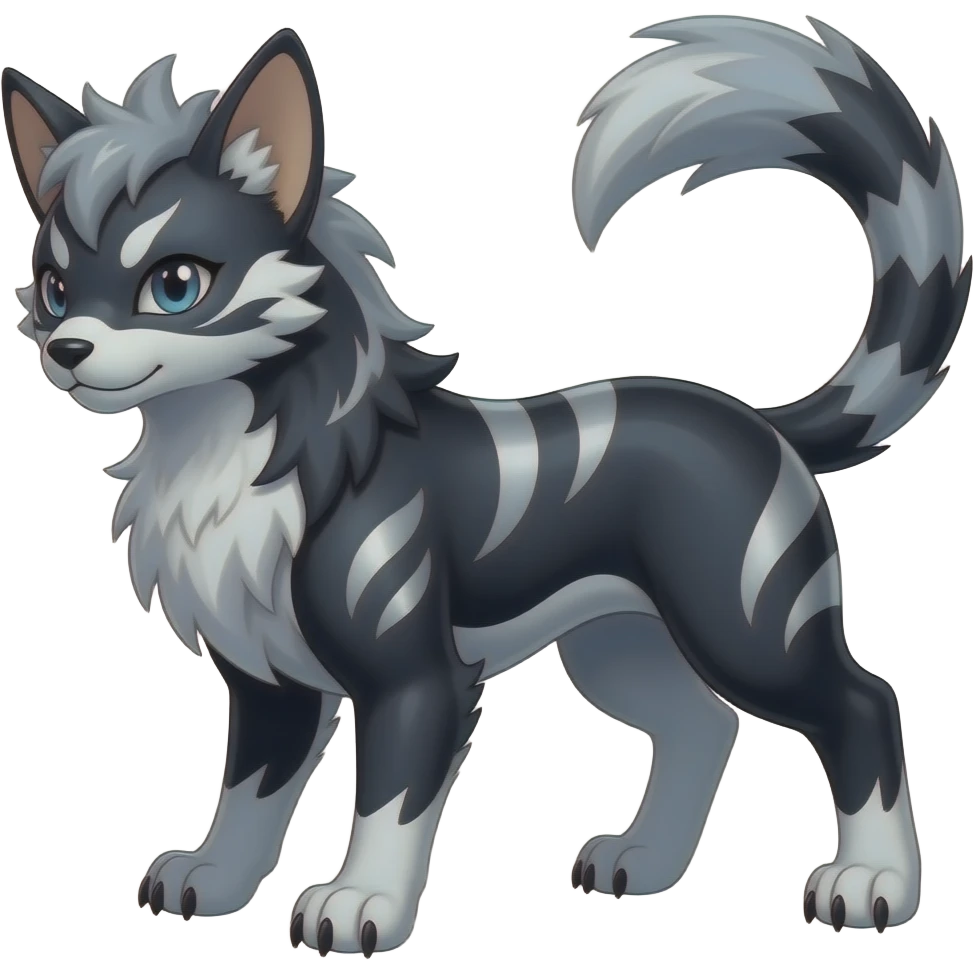 Dark dusky edgy cool shiny smooth glossy epic patterned digitigrade quadrupedal Luxray-Manectric-Sprigatito-Shaymin-Shinx-Fakémon-hybrid emoji