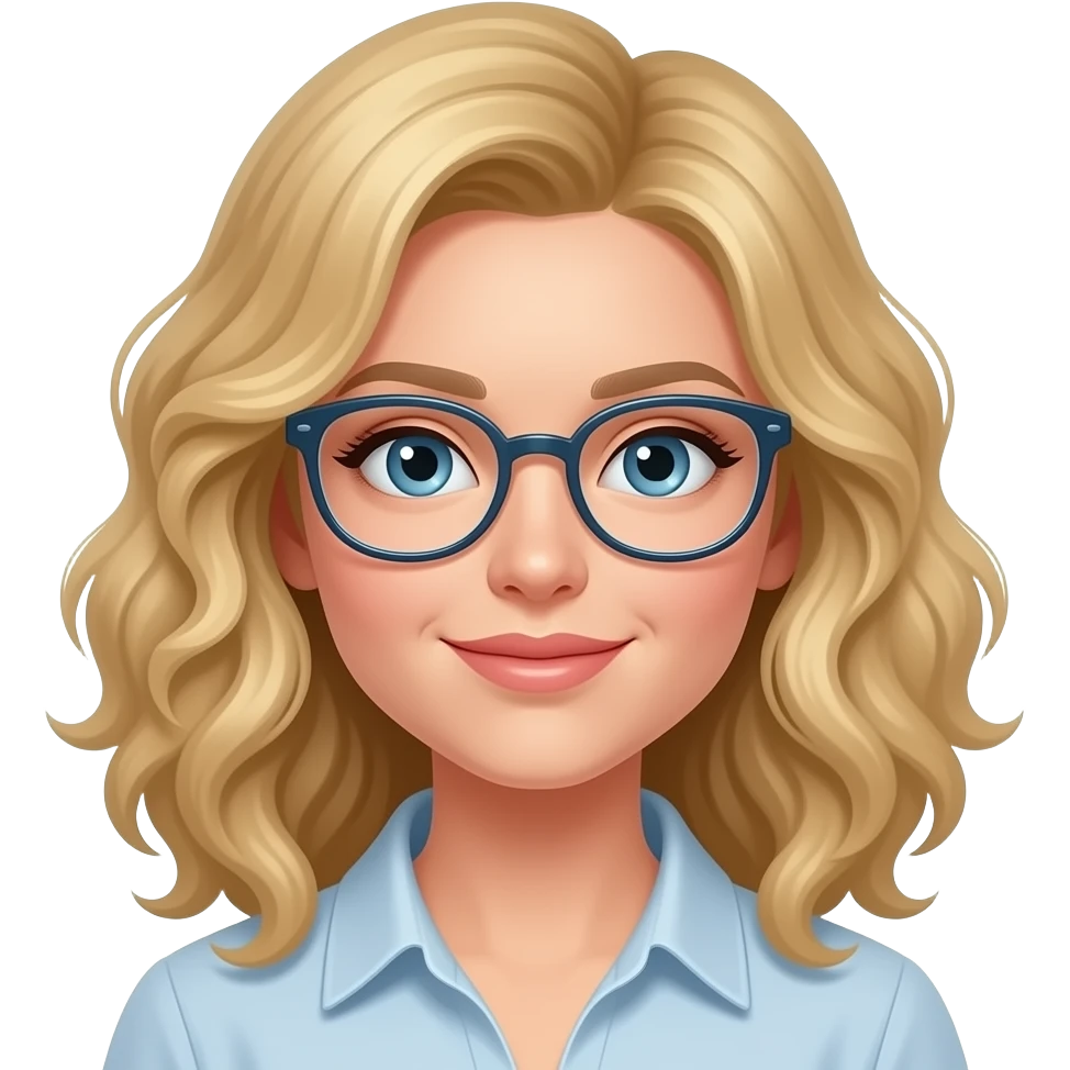 Блондинка с кудряшками белая кожа и с очками emoji