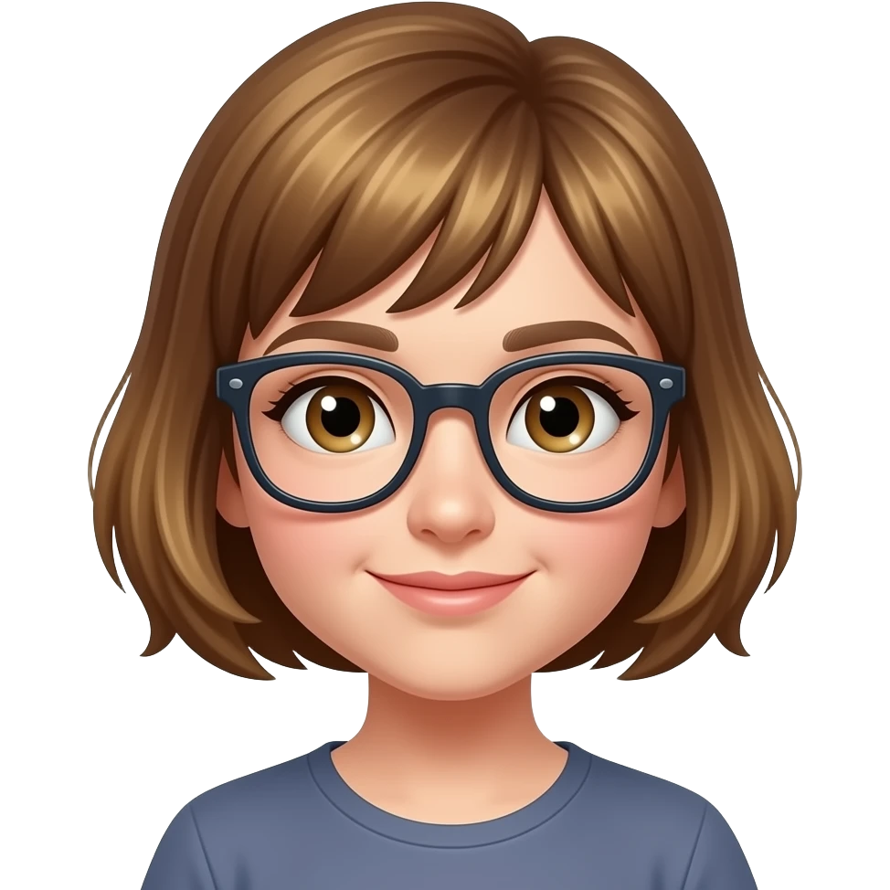 brown blond short haired girl with glasses emoji