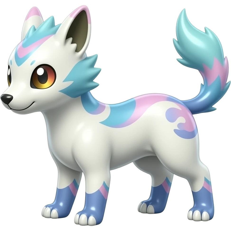 Pastel colorful shiny smooth glossy epic patterned digitigrade quadrupedal Luxray-Manectric-Sprigatito-Shaymin-Shinx-Fakémon-hybrid emoji