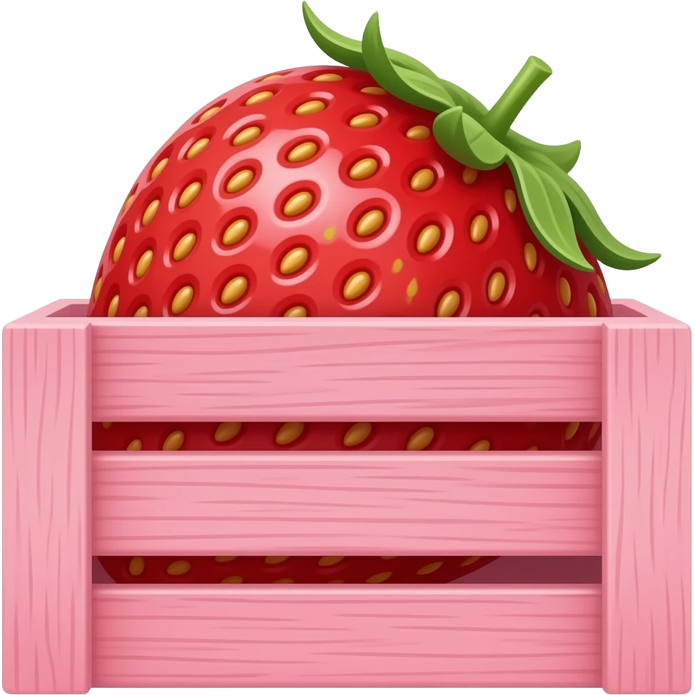Килограмм клубники в розовом деревянном ящике emoji
