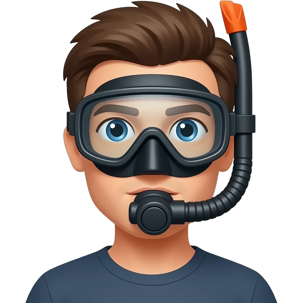 cartoon style, person wearing diving goggles emoji