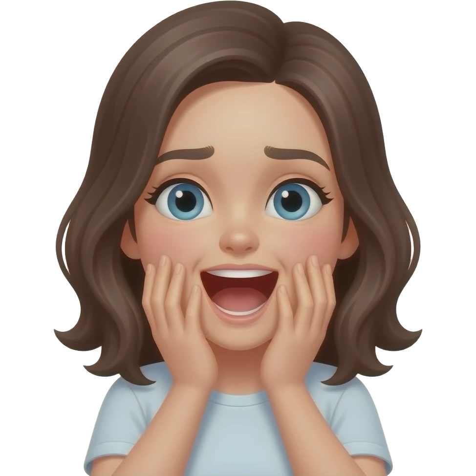screaming girl with her two hands around her mouth emoji