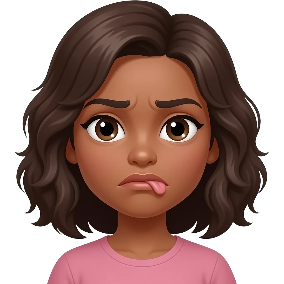 Stank disgusted face make one side of lip up in disgust make it a brown skin girl Remove the tongue emoji