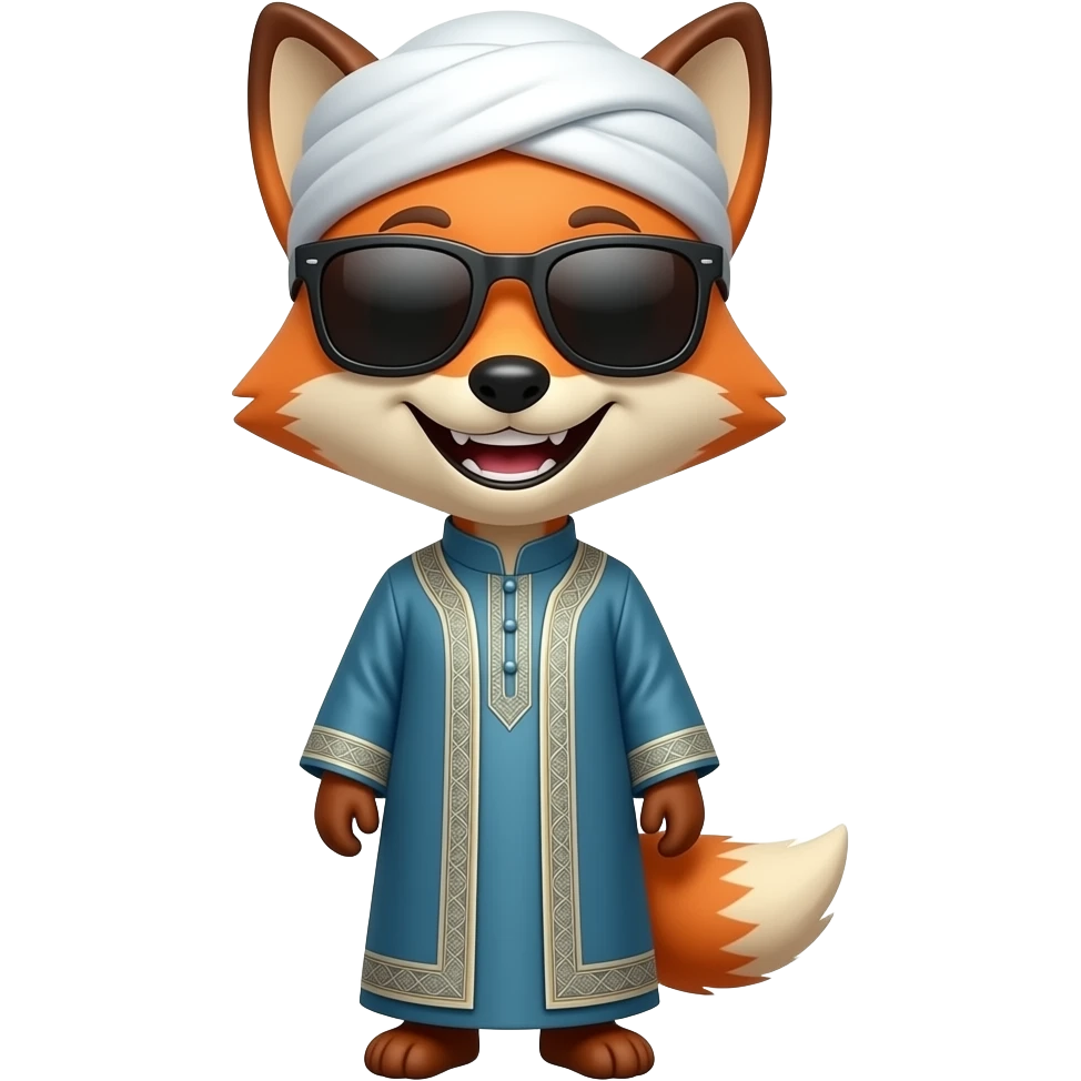 Fox smiley teeth with sunglases and Muslims cloths emoji